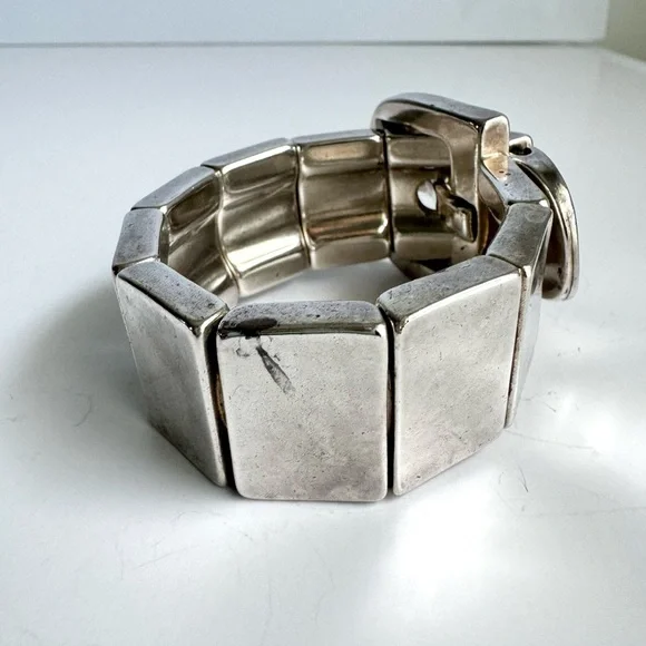 UNO de 50 Bracelet Sterling Silver Plated Belt Buckle Link Stretch Bracelet 6.75